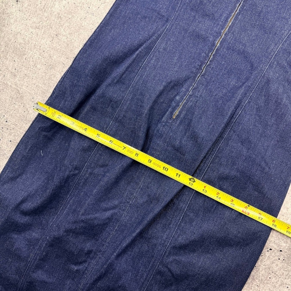 J Crew Blue Denim Midi Dress Back Zip Sleeveless Front Slit Dress Womens Size 6 - Picture 8 of 9